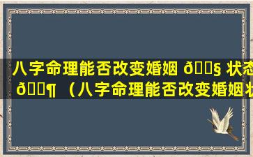 八字命理能否改变婚姻 🐧 状态 🐶 （八字命理能否改变婚姻状态呢）